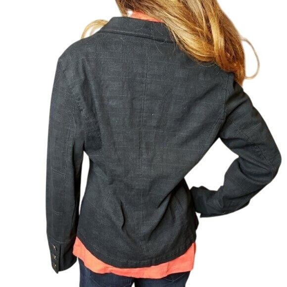 Gitano Womens Blazer Jacket Size M Button Closure Cotton Blend Black Textured - Picture 6 of 7